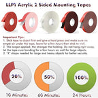 LLPT Double Sided Tape Clear Acrylic Strong Mounting Tape 3/4 Inch x 120 Inch Multiple Sizes Residue Free Waterproof Outdoor Indoor Adhesive for Nail Box Home Deco and DIY(WA053)
