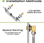 47" Height Commercial Sink Faucet with Sprayer, 8 Inch Center Wall Mount Kitchen Sink Faucet with Down Pre-Rinse Sprayer, Compartment Sink Faucet with 12" Swivel Spout for Restaurant