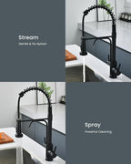 APPASO Black Kitchen Faucet with Drinking Water Faucet, 3 in 1 Pull Down Faucet with Purfied Water Faucet, Single-Handle High Arc Kitchen Water Filter Faucet, Matte Black (Without Filtration Device)