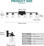 6-Light Bathroom Vanity Lights Over Mirror,Black Bathroom Led Vanity Light,Wall Sconce Light Fixtures with 5CCT6 Dimmable LED&Clear Glass Shade for Bedroom,Living Room,Cabinet Wall Lamp