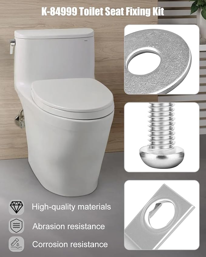 Toilet Seat Anchor Kit Compatible with Kohler K-84999 K-3386 K-3393 K-3398 K-3564 K-14338 K-3607 Models, Toilet Seat Fastening Replacement Kit