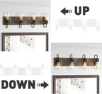 zeyu 28.5" Oil Rubbed Bronze Bathroom Light Fixtures, 4-Light Farmhouse Vanity Wall Lights with Clear Glass Shade, ZSL72B-4W ORB