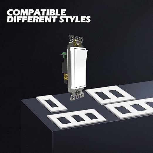 ThunderWay Single Pole Light Switch, Rocker Wall Light Switch, 15A 120/277V, Decorator On/Off Rocker Paddle Interrupter, UL Listed, White, 30 Pack