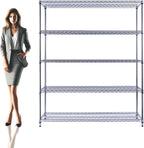 60"x18"x72" Chrome 5-Tier PREMIUM Wire Shelving NSF 4000 LBS MAX CAPACITY Heavy Duty Steel Storage Rack for Warehouses, Garages, Hospitals, Commercial Spaces, & Schools w/PREMIUM WHEELS