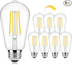 Brightever Edison Light Bulbs 60W Equivalent, Dimmable LED Light Bulbs, 7W, 850LM Vintage E26 Bulb 2700K Soft White, 90+CRI, ST58 Clear Glasses Antique Decorative Filament Bulb for House, 8 Pack