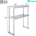 AmGood Double OverShelf Stainless Steel NSF - Many (30" Long x 12" Deep)