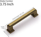10 Pack 3.75 Inch(96mm) Hole Center Antique Brass Modern Cabinet Pulls Kitchen Cabinet Handles Kitchen Cabinet Hardware Timeless Drawer Pulls for Dresser Cupboard Wardrobe, A-Brass(3.75x10)