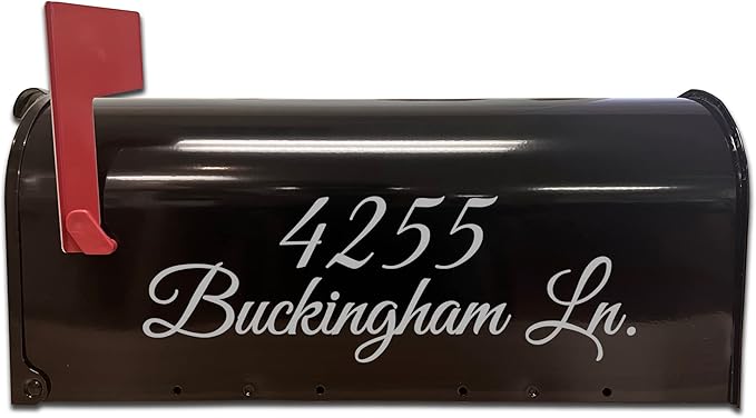 VWAQ Mailbox Address Decal Set of 2 - Insert Street Name & Address Personalized Decals CMB7 (Silver, 19"W X 6.5"H)