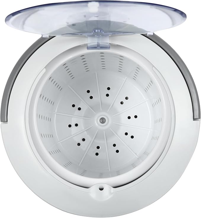 Manual Clothes Dehydrator,Portable Mini Dryer Compact Spin Dryer with Clear Top Cover,12L/3.17gal Freestanding Manual Dehydrator, Manual Clothes Dryer for Camping, Traveling, and Hotel Use (White)