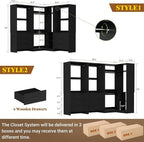 Aheaplus Closet System with 6 Drawers, 4 Hanging Rods & Corner Tower, Corner Closet System with Hanging,80.9" L-Shaped Walk-In Wardrobe Organizer, 2000+ lbs Capacity, Set of 3, Black