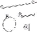 Chrome Bathroom Hardware Set, 4 Pieces Towel Bar Towel Holder Set Includes Towel Bar, Toilet Paper Holder,Towel Ring and Towel Hook Wall Mount Bathroom Accessories Towel Racks for Bathroom