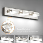 Ralbay 24inch Brushed Nickel Bathroom Vanity Lights 3-Light Metal Acrylic LED Modern Bathroom Wall Lighting Fixtures