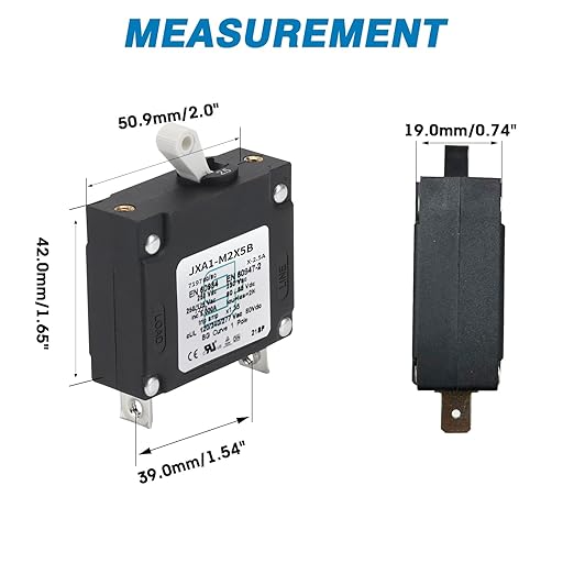 GLOSO J Type Toggle Hydraulic Magnetic Single Pole Circuit Breaker AC/DC Manual Reset Switch Yachts Campers Caravans Black Toggle, 40A, J1P