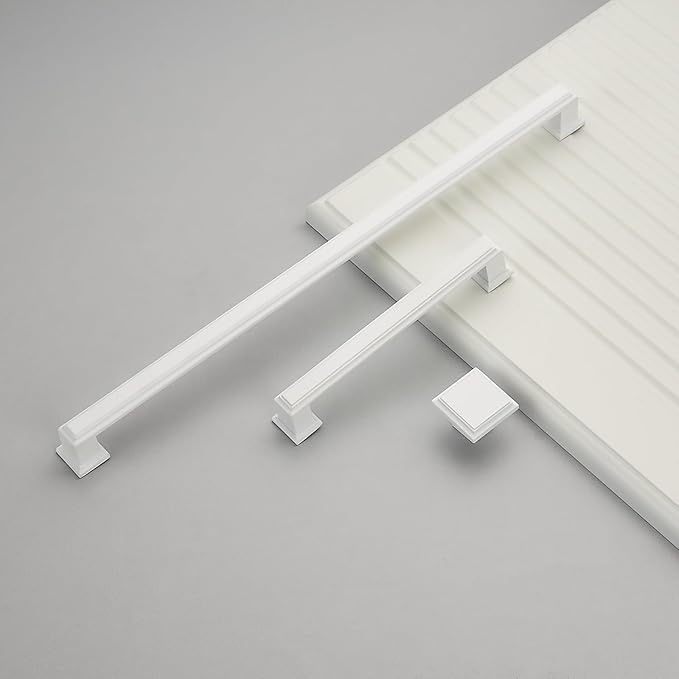 10 Pack 5 Inch(128mm) Hole Center Matte White Modern Cabinet Pulls Kitchen Cabinet Handles Kitchen Cabinet Hardware Timeless Drawer Pulls for Dresser Cupboard Wardrobe, Matte White(5x10)