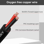 10 Gauge 2 Conductor Electrical Wire - 10 AWG Stranded PVC Cord - Oxygen-Free Copper Cable - 50FT 2 Core Flexible Extension Power Cord for Auto, LED Lamp Lighting Strips, Automotive