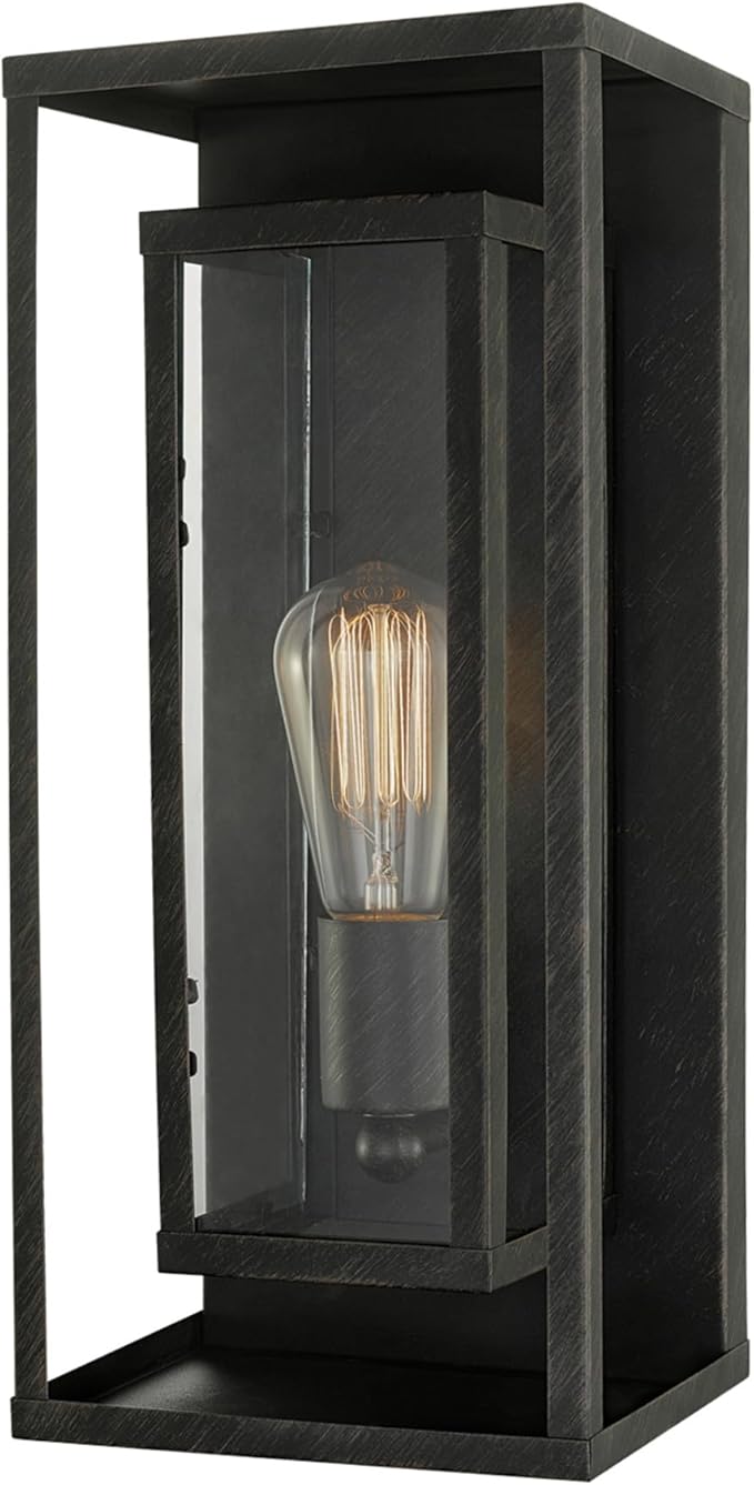 GLOBE Electric 44228 Montague 1-Light Outdoor Wall Sconce, Bronze, Clear Glass Shade,44228