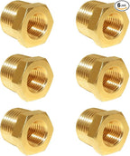 Hooshing 6PCS 1/2" NPT Male x 1/4" NPT Female Brass Reducer Hex Bushing Pipe Fitting Hose Tube Adapter