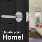 Mega Handles Ronn Privacy Door Handle - 2 Pack Reversible Chrome Door Handles, Heavy Duty Bed & Bath Door Handles with Privacy Door Lock, Fits All Standard Doors - Polished Chrome