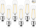 5 Inch T10 Tubular LED Light Bulbs,4000K Daylight Vintage E26 Edison Bulbs Dimmable,4W Equal 40 watt,400LM,UL-Certified Antique Glass Filament Bulbs for Chandeliers,Wall Sconces(6 Pack)