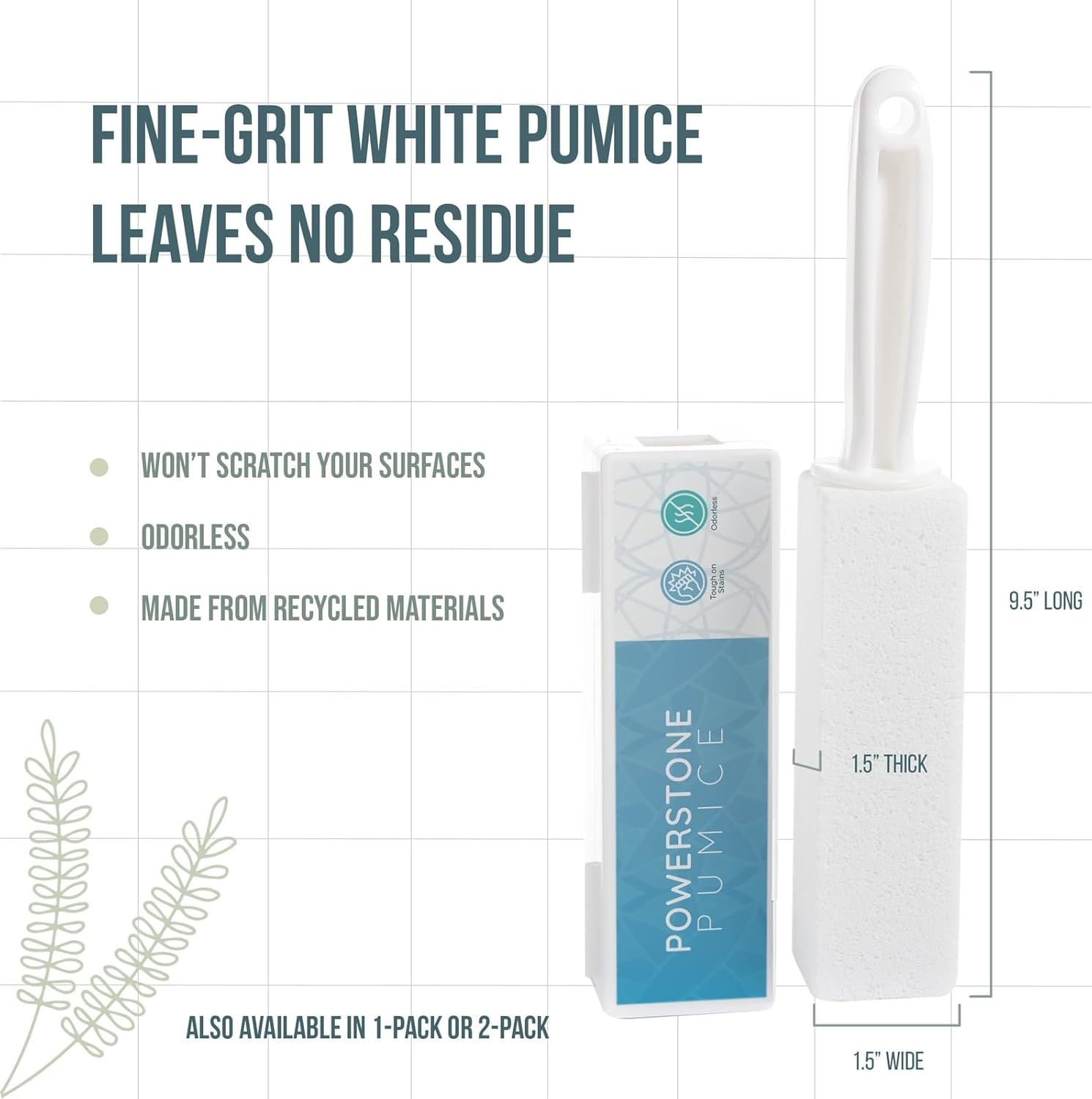 Powerstone Pumice Stone Toilet Bowl Cleaner with Handle (4-pack) - A Solution for Hard Water Stains on Toilets, Grills, Tiles, Grout & Pools