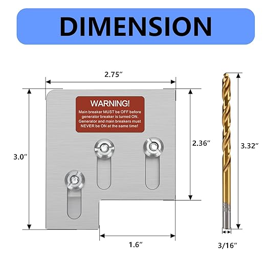 Generator Interlock Kit Compatible with Square D QO or Homeline 150 or 200 Amp Panels. 1 3/8 Inches Spacing Between Main and Generator Breaker,Breaker Interlock Switch for Generator.