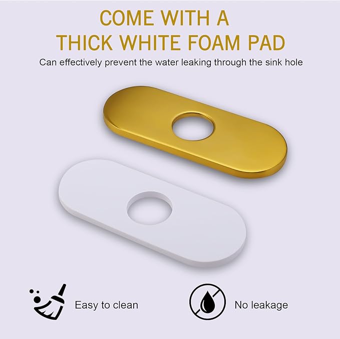 6.3 Inch Deck Plate Bathroom Sink Faucet Escutcheon, Hole Cover for Bathroom Kitchen Faucets Escutcheon Faucet Plate Stainless Steel, Brushed Gold