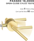 Asidrama 4 Pack Passage Gold Door Knob with Lock, Brushed Gold Door Handles Interior for Bedroom or Bathroom, Heavy Duty Door Lever with Reversible Interior Door Handle for Left Right Sided Doors