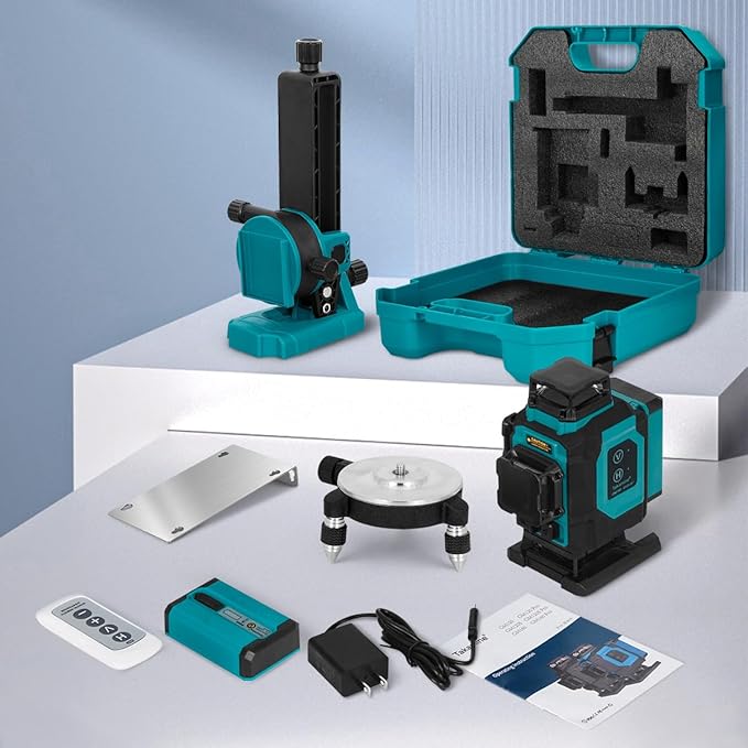 Takamine 16 Lines Green Laser Level Pro, 4x360° 4D Green Cross Line Professional for Construction, Two 360° Vertical and Two 360° Horizontal Laser Level Pulse Mode and Remote Controller