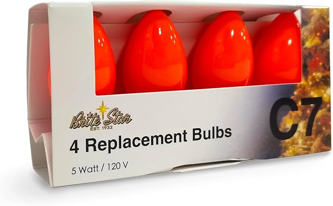 Brite Star 4Ct C7 Replacement Bulbs, Orange