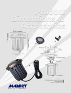 MALORY Brass Top Cover Landscape Well Lights, （5‘’H） Low Voltage Outdoor In Ground Lights, 12V Landscape Lighting for Pathway, Driveway and Garden (Three-Direction Turret, 1-Pack with Bulb)