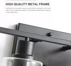 EMONG 3-Lights Bathroom Light Fixtures, Matte Black Vanity Light with Glass Shade, Modern Wall Sconces Lighting for Bathroom,Mirror,Farmhouse,Hallway