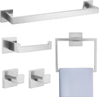 Brushed Nickel 5-Piece Bathroom Hardware Accessories Set-Towel Bar & Holder Set for Bathroom, SUS304 Stainless Steel Bathroom Accessories Set Wall Mounted,16-Inch