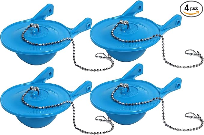 3 Inch Toilet Flapper Replacement Compatible with Gerber 99-788, Easy to Install with 2 Toilet Handle & Stainless Chain, Long Lasting Rubber Toliet Flapper, Blue(4PCS)