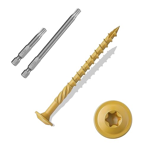 Lag Screws #14×3", 100PCS Heavy Duty Construction Screws, Rust Resistant, Washer Head, Bronze Coated External Wood Screws, Trusss Lag Screws, 2PCS T30 Star Bit Included