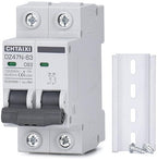 AC Miniature Circuit Breaker, 63 Amp 120V/240V 2 Pole DIN Rail Mount Circuit Breaker, Thermal Magnetic Trip, Solar AC Disconnect Switch MCB C63