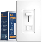 Amico Dimmer Light Switch, Single-Pole or 3-Way Slide Dimmer Switches for Led Lights, Suitable for 250W Dimmable LED/CFL Lights and 300W Incandescent/Halogen, Wall Plate Included, White, 1 Pack
