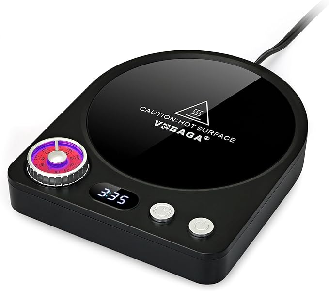 VOBAGA Coffee Mug Warmer with Smart Memory System & 9-Temperature Setting, Coffee Cup Warmer with Customize Timer & Precise Minute Timing, Suitable for Work, Reading, Sleeping
