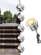 Low Voltage Deck Light 6 Pack, 3W 2700K 250LM 12V Landscape Lighting, Recessed LED Outdoor Step Stair Lights, Full 304 Stainless Steel Deck Lighting Wired for Outside Floor Yard (SG06, 6-Pack 2700K)