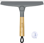 MR.SIGA All Purpose Silicone Squeegee for Shower Door, Mirror, Glass, Streak Free Shower Squeegee, Pivoting Bamboo Handle, Includes 1 Suction Hook, 10 inch Wide, Gray, 1 Pack