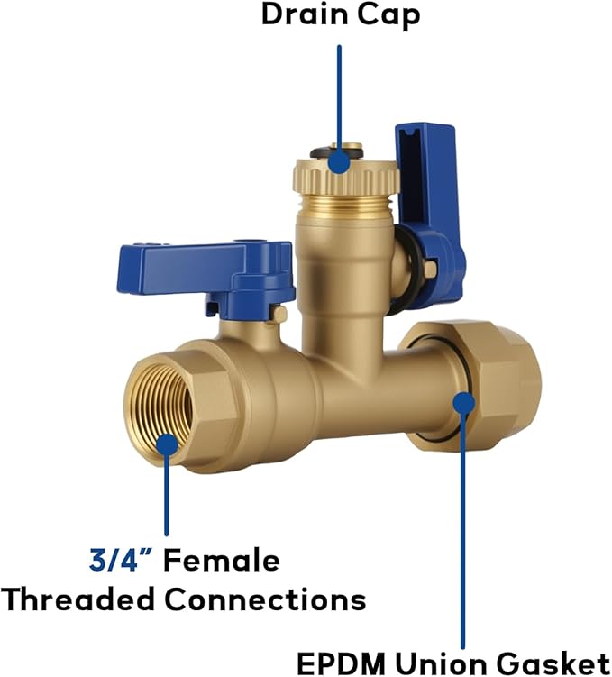 MEASUREMAN Tankless Water Heater Service Valve Kit, 3/4" IPS Forged Brass Isolator Valves with Pressure Relief, Heavy-Duty Lead-Free Brass