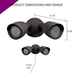 Ciata Flood Lights Outdoor, 20-Watt LED Bullet Head Security Flood Lights, Dual Head, RoHS and FCC Complaint, IP65 Rated, 1900 Lumens, 2KV Surge Protection, Die-Cast Aluminum in Bronze Finish – 4000K