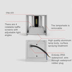 2 PCS 12W Outdoor Sconces Wall Lights LED Exterior/Interior Up and Down Lights IP65 Waterproof Modern Outdoor Lighting Fixtures Square Aluminum Exterior Wall Mount Light White 3000K Warm Lights