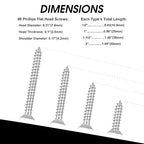 100 PCS #8X2 Stainless Steel Phillips Flat Head Wood Screws,Stainless Steel 18-8 A2(304) Screw,Home Screw Kit by QISHENG