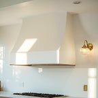 Vintage Gooseneck Wall Sconce 1-Light with Clear Striped Glass Globe Shade Indoor Hardwired Wall Mounted Lamp Fixture