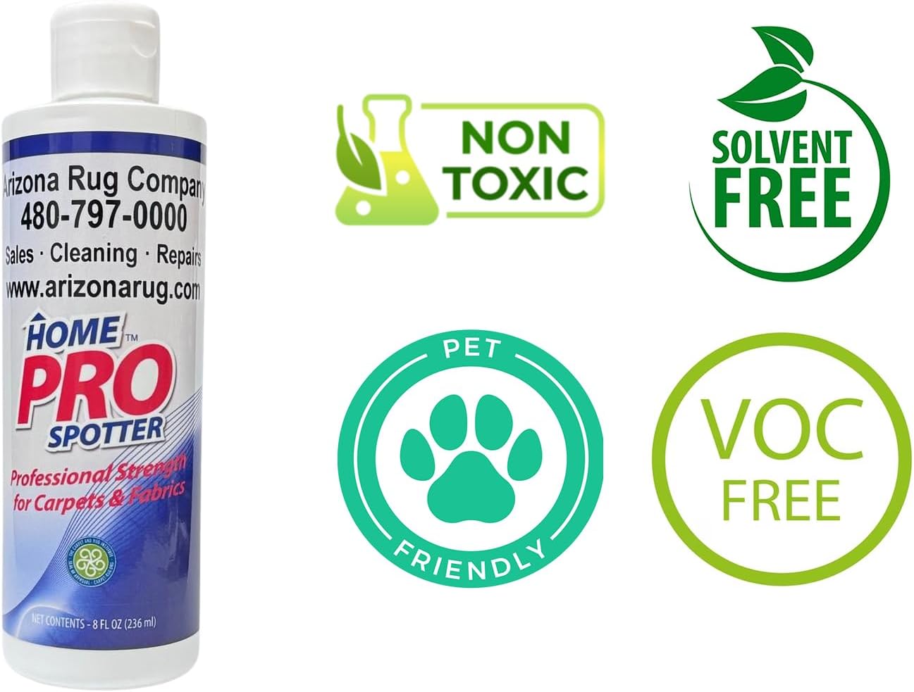 Stain Remover - Stain Remover for Rugs, Carpets, Mattress, Upholstery, Removes Pet Stains, Red Wine, Grease, Ink, Coffee - Home Pro Spotter, 8 oz