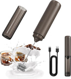 CIRCLE JOY Portable Rechargeable Milk Frother Hanheld, Dual Spring Whisk Electric Coffee Frother Wand Drink Mixer for Matcha Lattes Cappuccino, Kitchen Gifts, Brown
