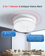 SITERWELL Hardwired Interconnected Smoke Detector Carbon Monoxide Detector Combo with 2 AA Batteries Back Up, 2 in 1 Smoke and CO Detector with Voice Alert, Smoke and CO Alarm with Self-Check, 1 Pack