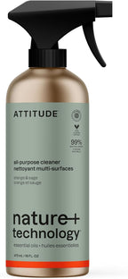 ATTITUDE All Purpose Cleaner, EWG Verified Multi-Surface Products, Vegan, Naturally Derived Multipurpose Cleaning Spray, Orange and Sage, 16 Fl Oz