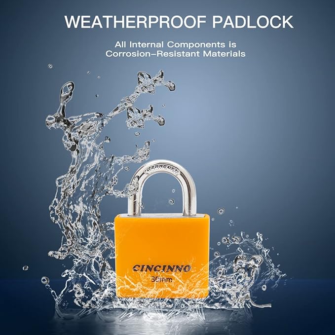 Set of 8 Small Locks，Covered Aluminum Keyed Alike Padlocks，30MM Weatherproof Lock with Same Key,Outdoor Padlock for Sheds, Storage Unit ，School Gym Locker, Toolbox