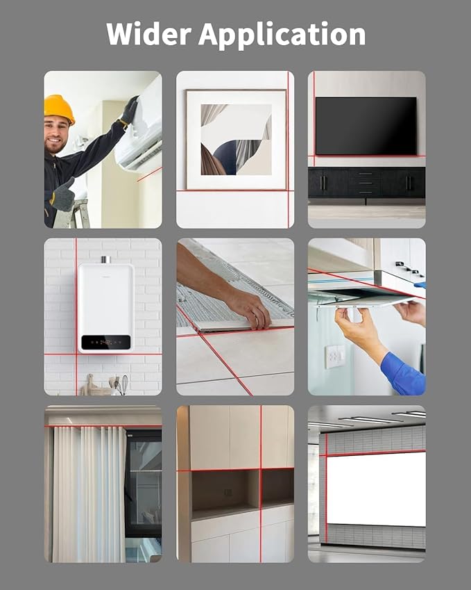 4-in-1 Laser Level Tool with Line Laser, Drill Dust Collector, Wall Bracket, Electronic Vacuum Suction Cup, 1800 mAh Battery, Leveler Tool Perfect for Picture Hanging, Painting, Home Renovations